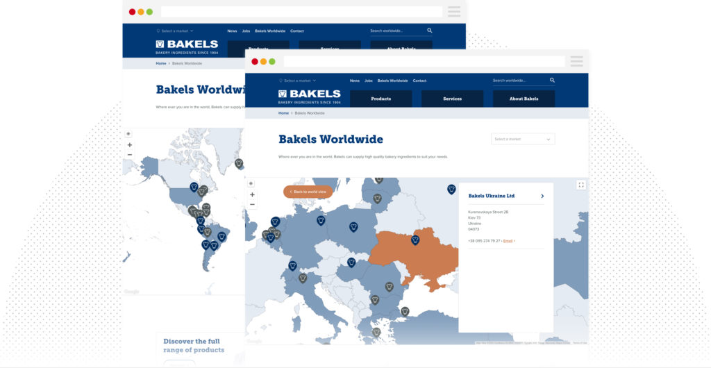 Bakels worldwide map feature