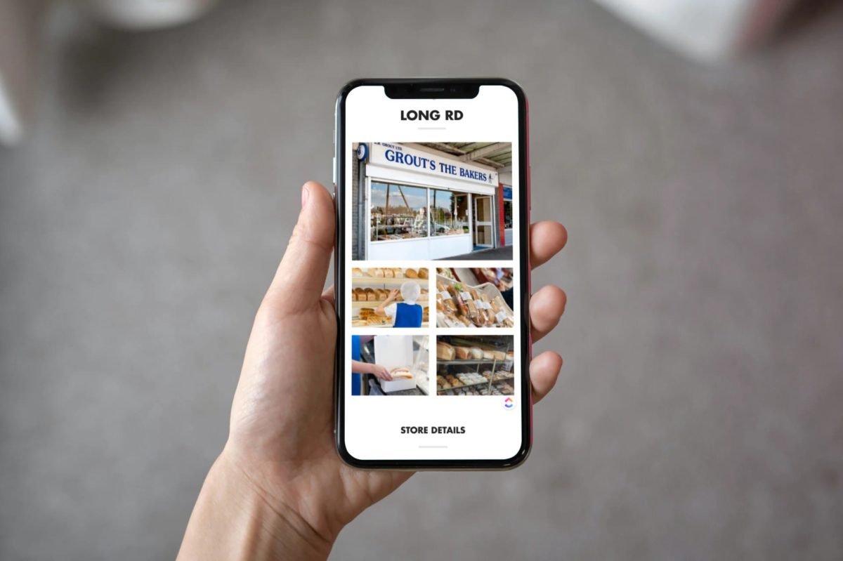 Grouts Website showing Store location on iPhone