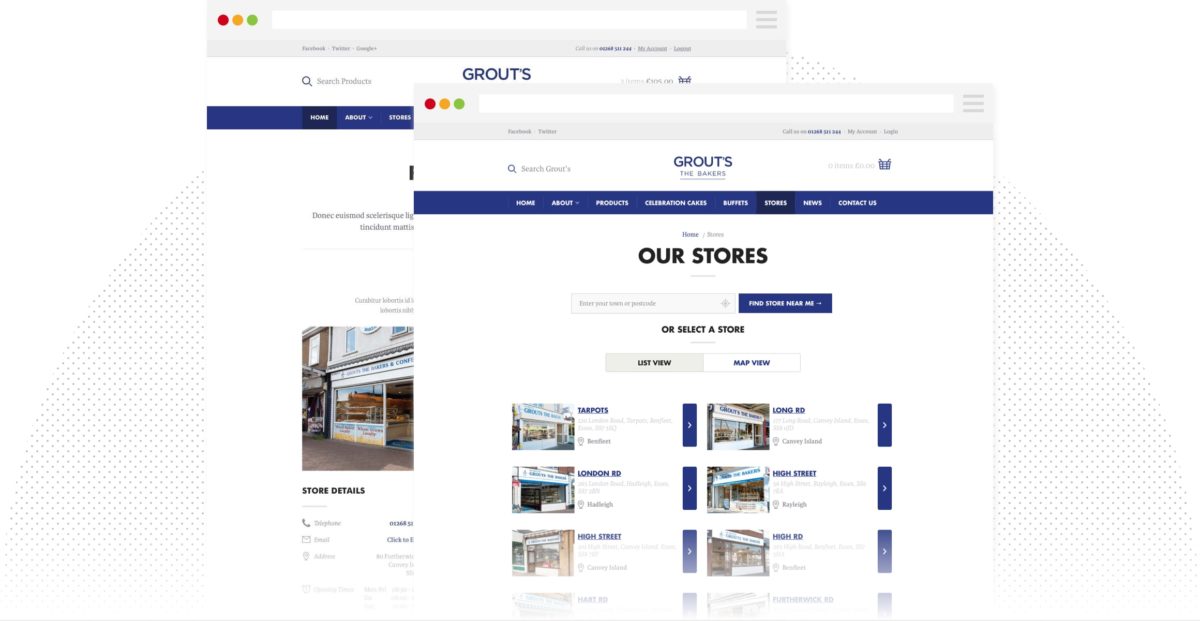 Grouts website view of their stockist locator feature