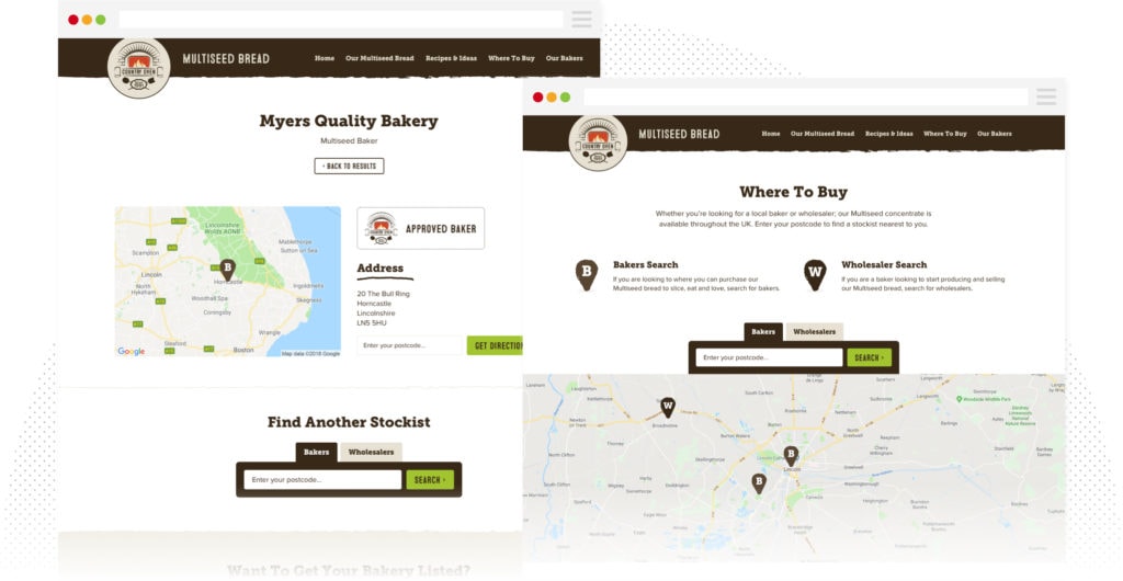 Country Oven - Stockist Locator Page Design