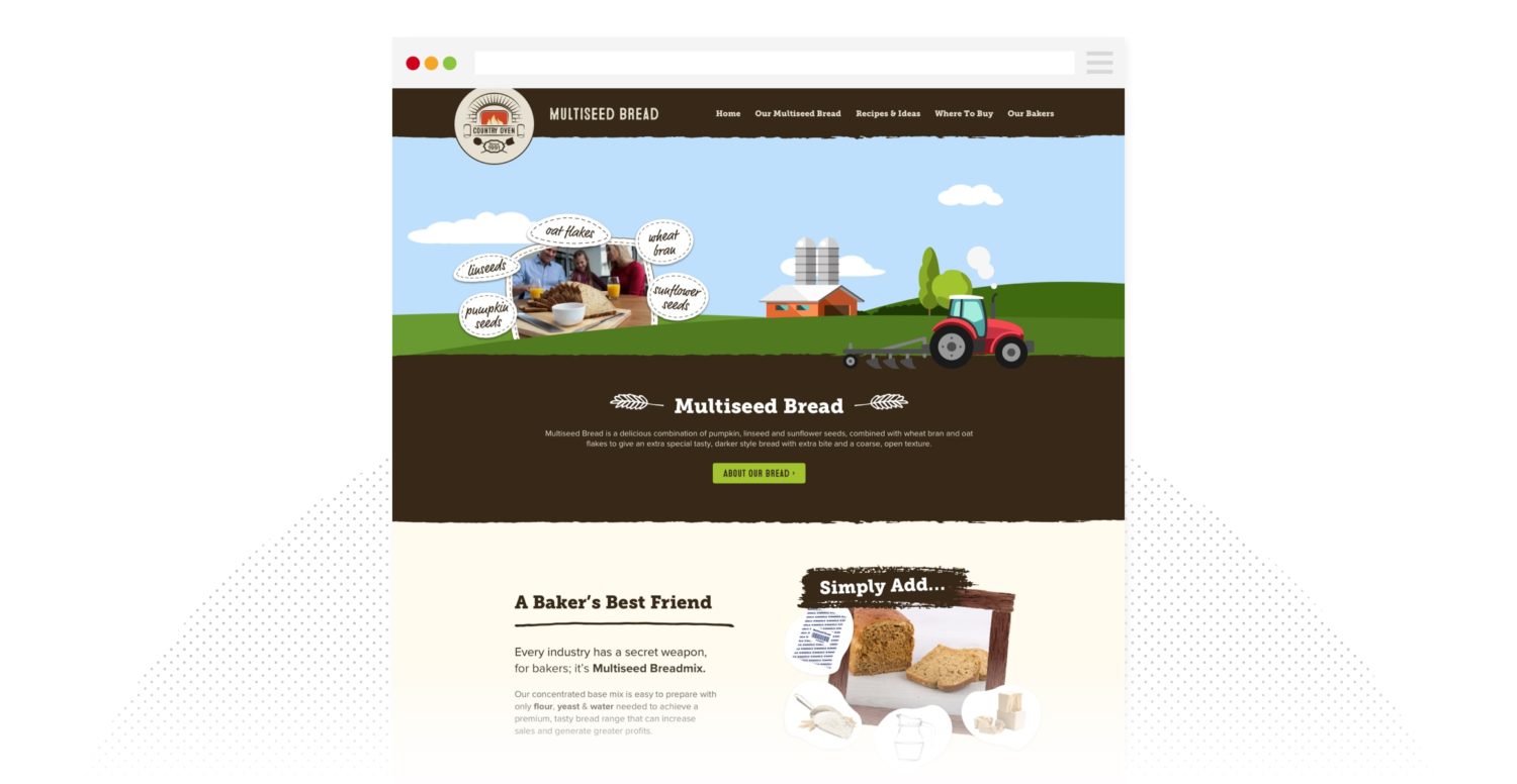 Desktop view of the Multiseed Bread website Design by Impact Media