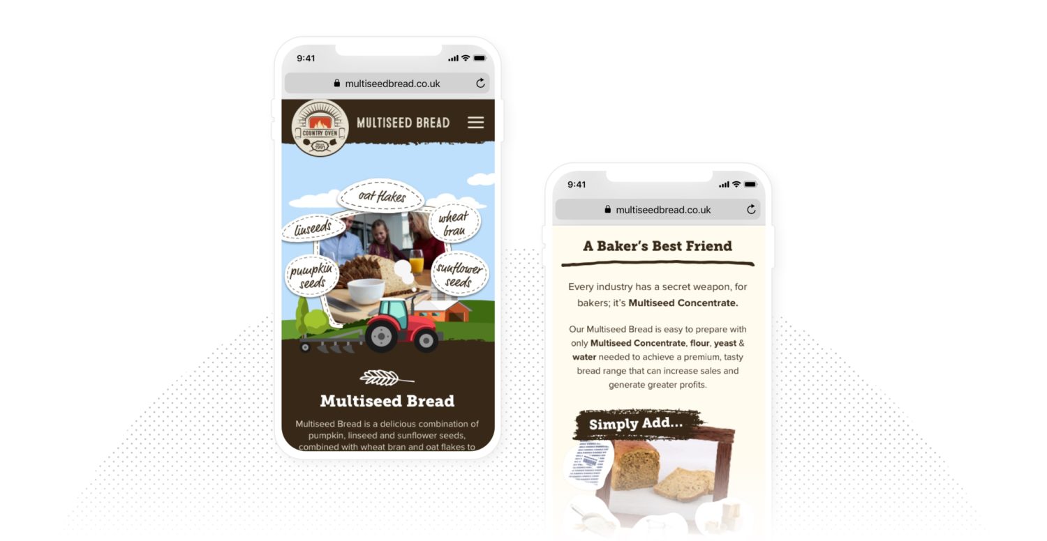 Mobile view of the Multiseed Bread website Design by Impact Media