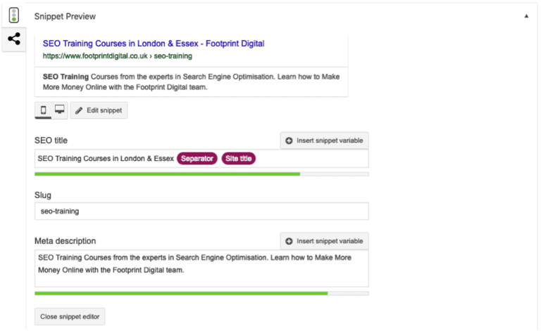 Yoast seo plugin snippet preview example