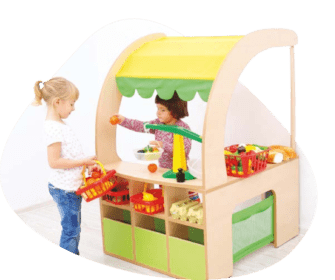 Children playing shop with Morleys Education Furniture