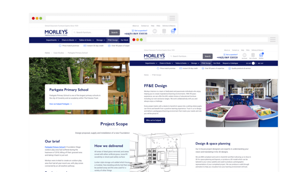 UI Design pages for Desktop on Morleys website redesign