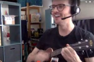 Chris playing ukulele