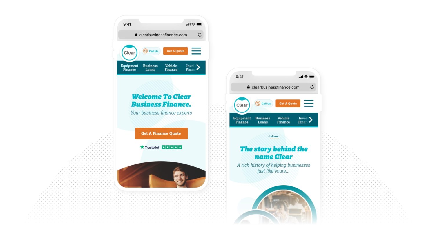 Clear Business Finance WordPress Website Design Mobile Visuals