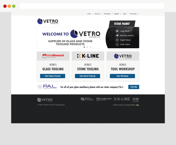 Image showing Vetro Tooling desktop non responsive website