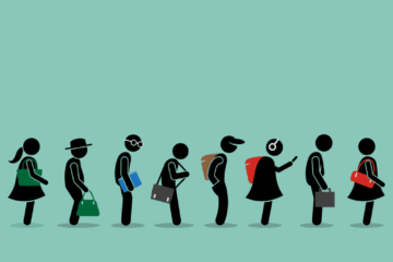 virtual queue - stick figures queuing