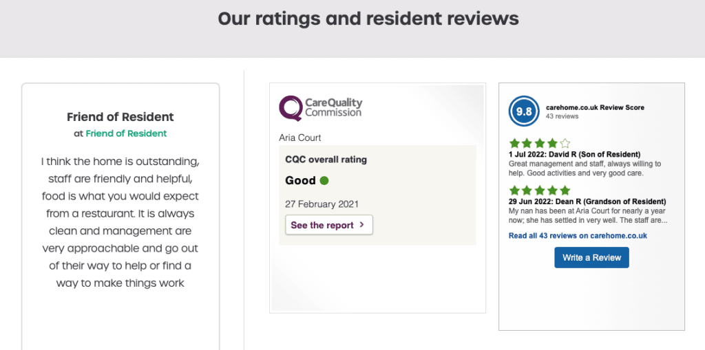 Athena care homes ratings integrations