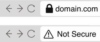 ssl padlock and not secure warning icon