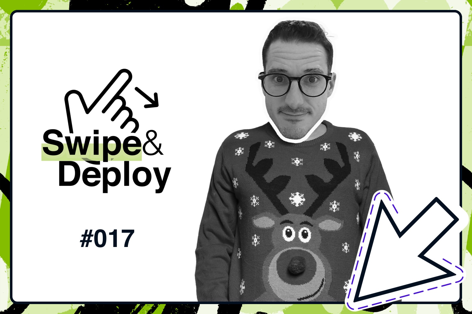 Swipe & Deploy 17 blog hero image of a man in a Christmas jumper.