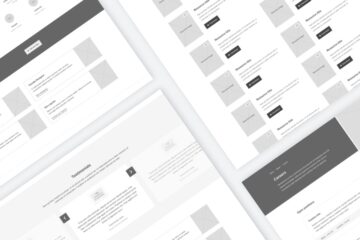 Desktop wireframes from the MBH PLC website redesign.