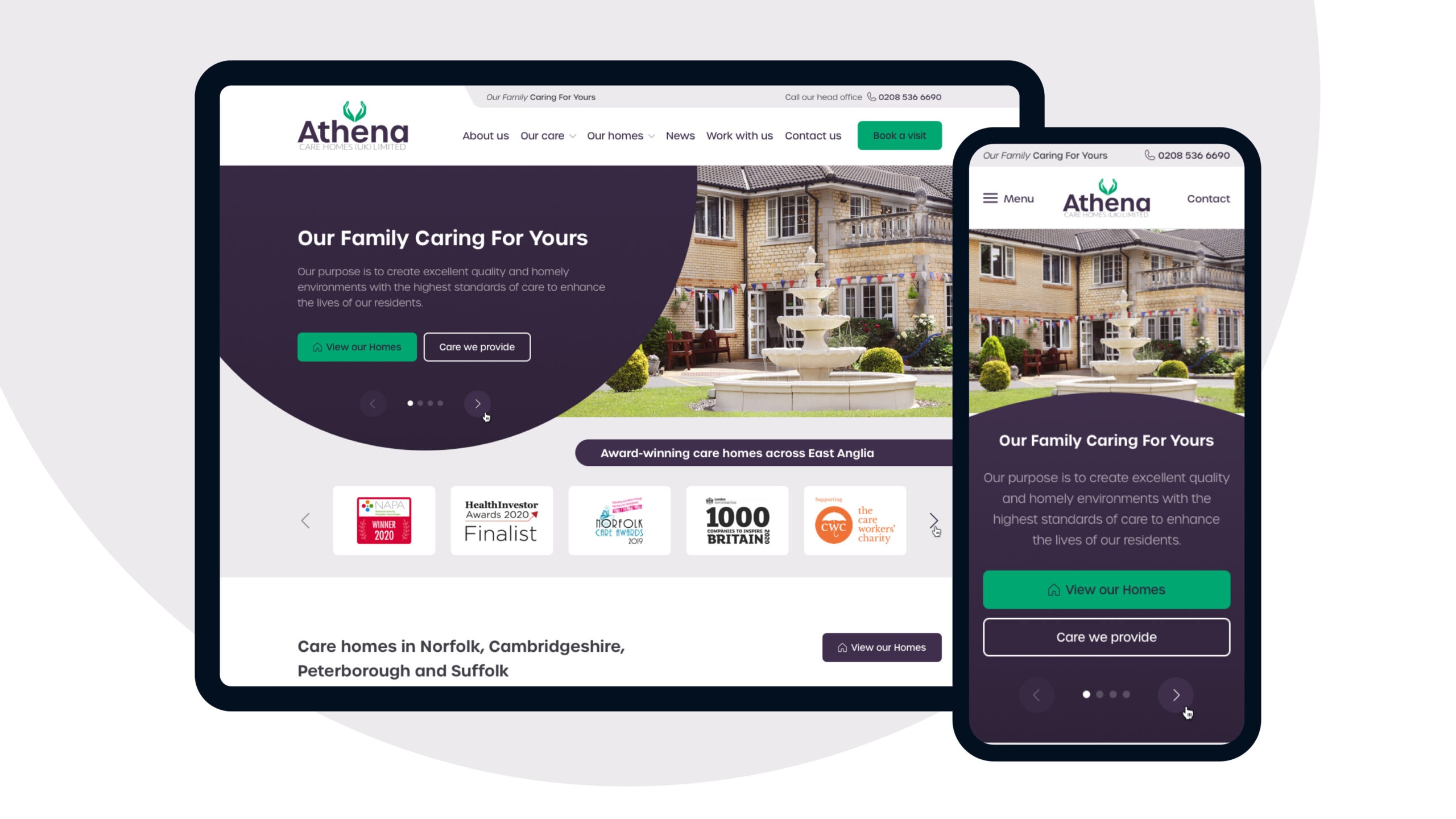 Athena Care Homes Website