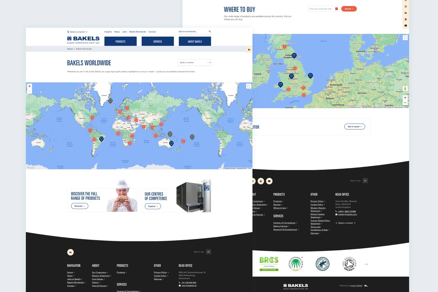 Bakels WordPress Website Redesign Maps